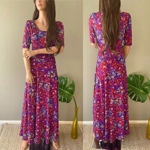 LuLaRoe Ana Dress Purple Floral and Paisley